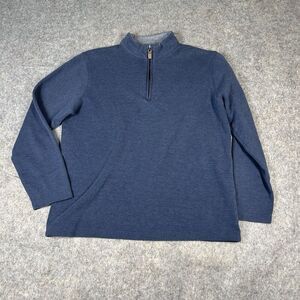 Mizzen Main Sweater Mens Large Quarter Zip Navy Blue Pullover Cotton Preppy